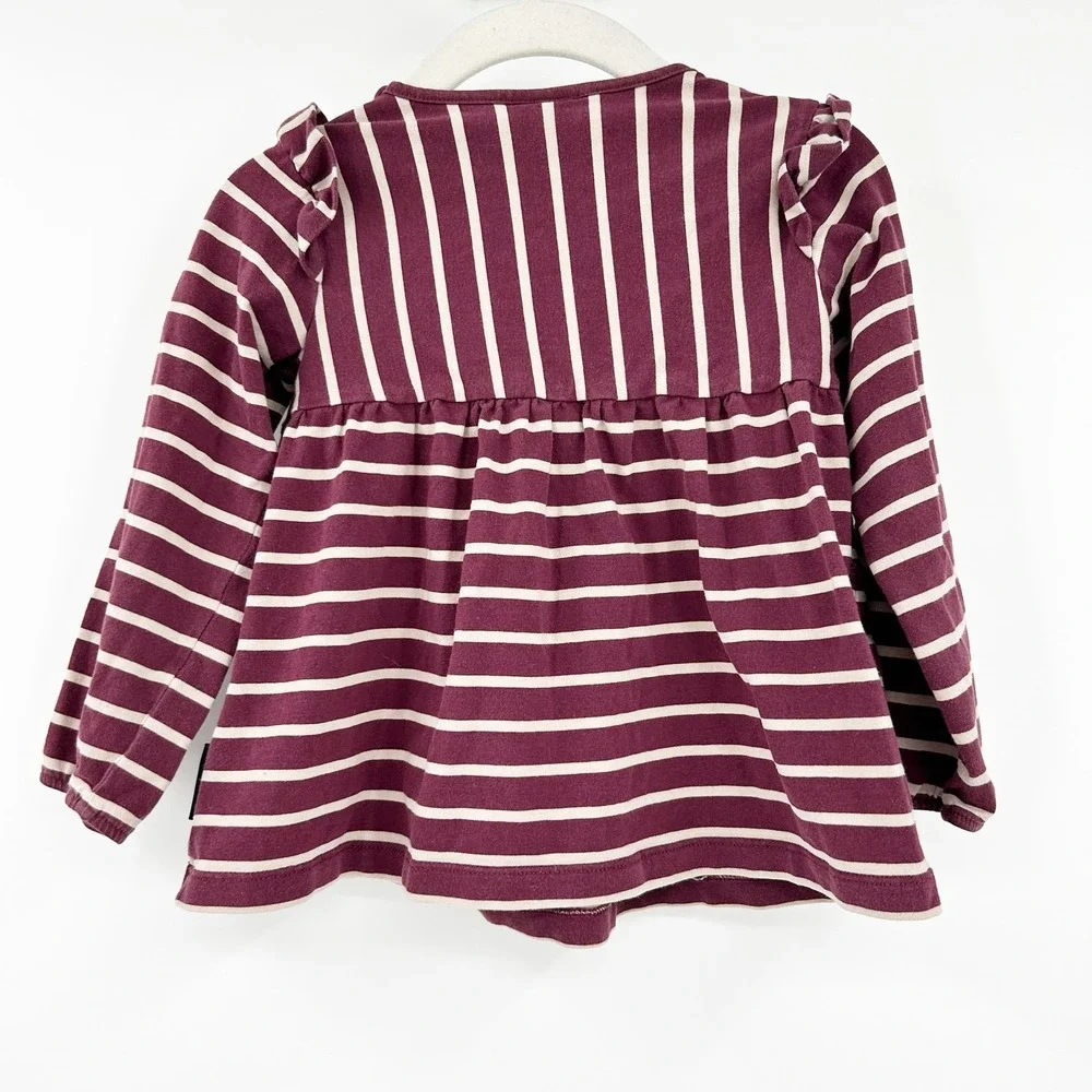 Polarn O. Pyret Toddler Girls Striped Scandi Ruffle Peplum Tunic Top Size 1.5-2Y